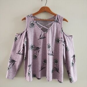 Ricki's | Cold Shoulder Purple Heathered Floral Top